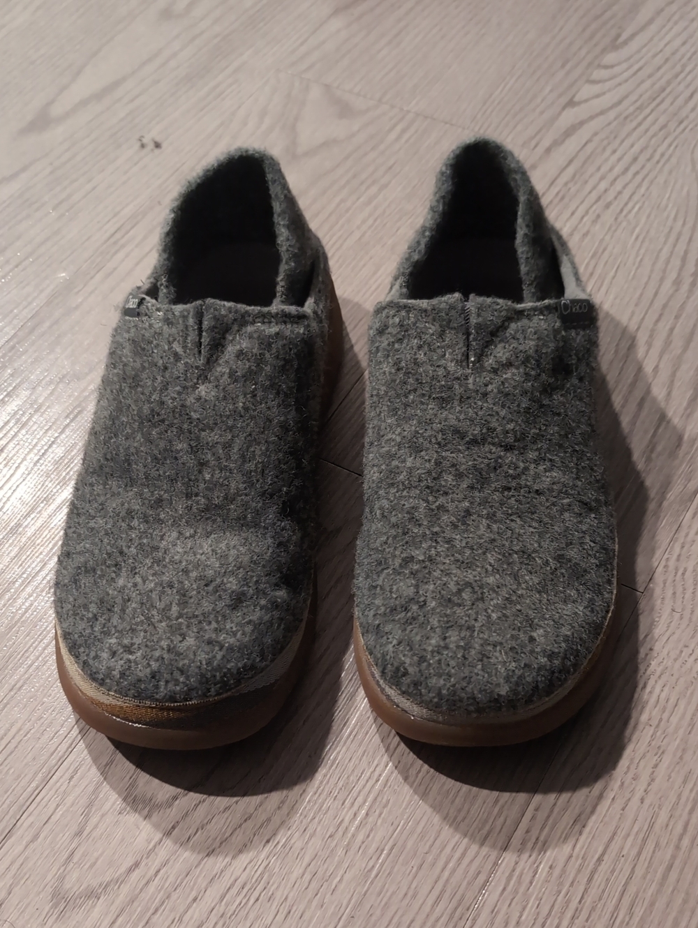 Chaco Gray Wool Slip-Ons with Brown Soles